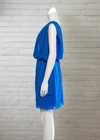 Rebecca Taylor Electric Blue One-Shoulder Draped Dress