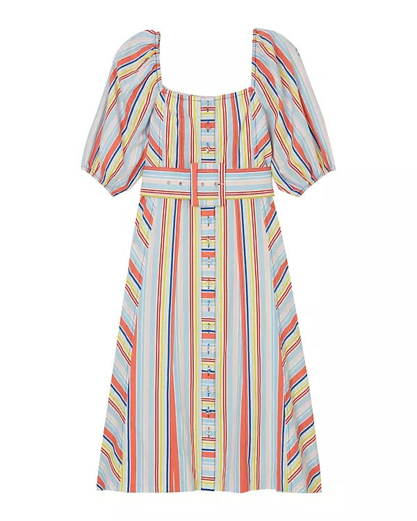 Tanya Taylor 'Claude' Striped Belted Midi Dress