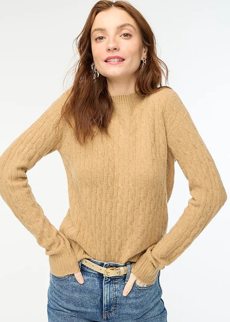 J. Crew Cable-Knit Mockneck Ultra Soft Sweater