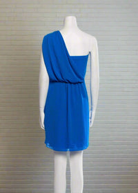 Rebecca Taylor Electric Blue One-Shoulder Draped Dress