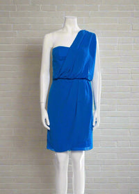 Rebecca Taylor Electric Blue One-Shoulder Draped Dress