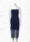 Nicholas Navy Lace Sheath Midi Cocktail  Dress