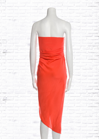 GAUGE81 Coral Silk 'Lica' Asymmetrical Midi Dress