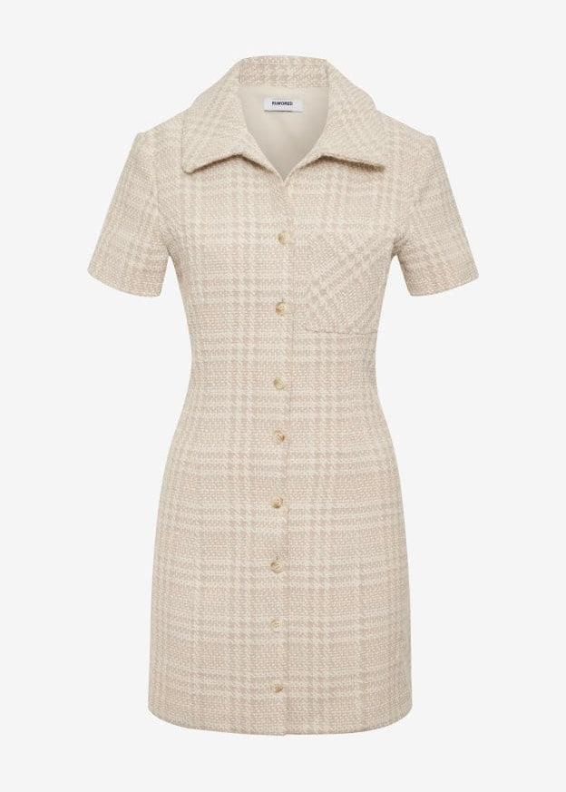 Rumored 'Notting Hill' Beige Glen Plaid Mini Dress