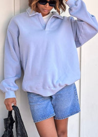 Rumored 'Airport' Carolina Blue Collared Soft Fleece Pullover