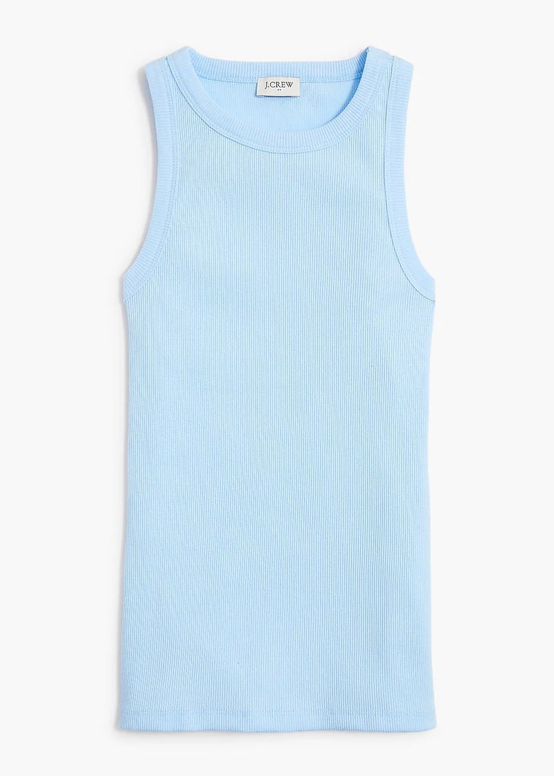 J. Crew 'Blue Breeze' High-Neck Ribbed Tank