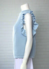 Eleven Six 'Viola' Sleeveless Ruffle Blue Knit Sleeveless Sweater