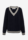 Rumored Navy 'Scholar' Chunky Cable Knit Pullover