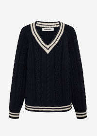 Rumored Navy 'Scholar' Chunky Cable Knit Pullover