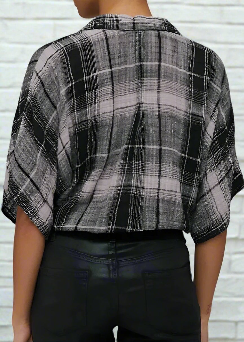 Bella Dahl 'High Dessert' Plaid Cropped Flowy Button-Up