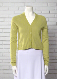 Holzeiler 'Tres' Knit Green Cotton-Linen Blend Cropped Cardigan