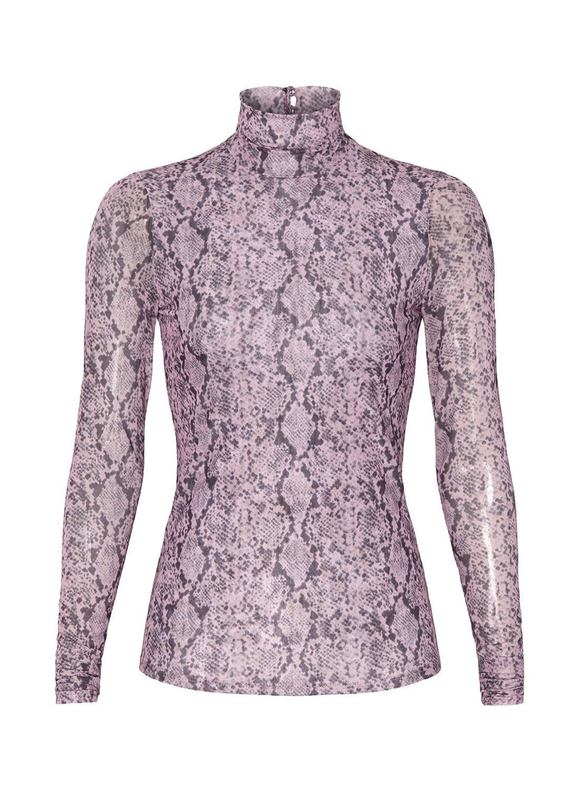 Cinq a Sept Purple Python Turtleneck Lightweight Top