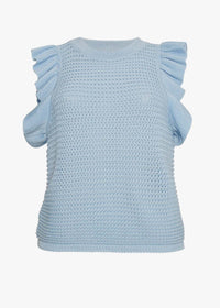 Eleven Six 'Viola' Sleeveless Ruffle Blue Knit Sleeveless Sweater