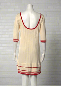 Diane von Furstenberg Wool-Blend Ivory/Red Sweater Dress