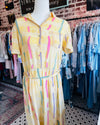 Mary McFadden x Jack Mulqueens 80s Vintage Yellow Silk Shirtdress