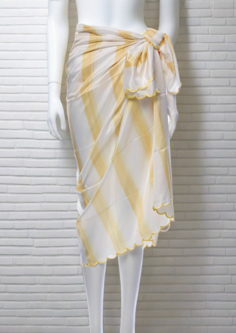 Man Repeller Yellow/White Striped Scalloped Sarong