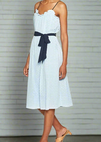 Joie 'Talei' French Chambray Eyelet Belted Midi Dress