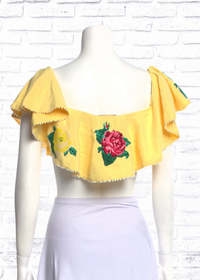 Zayan The Label Floral Print Ruffle Crop Top