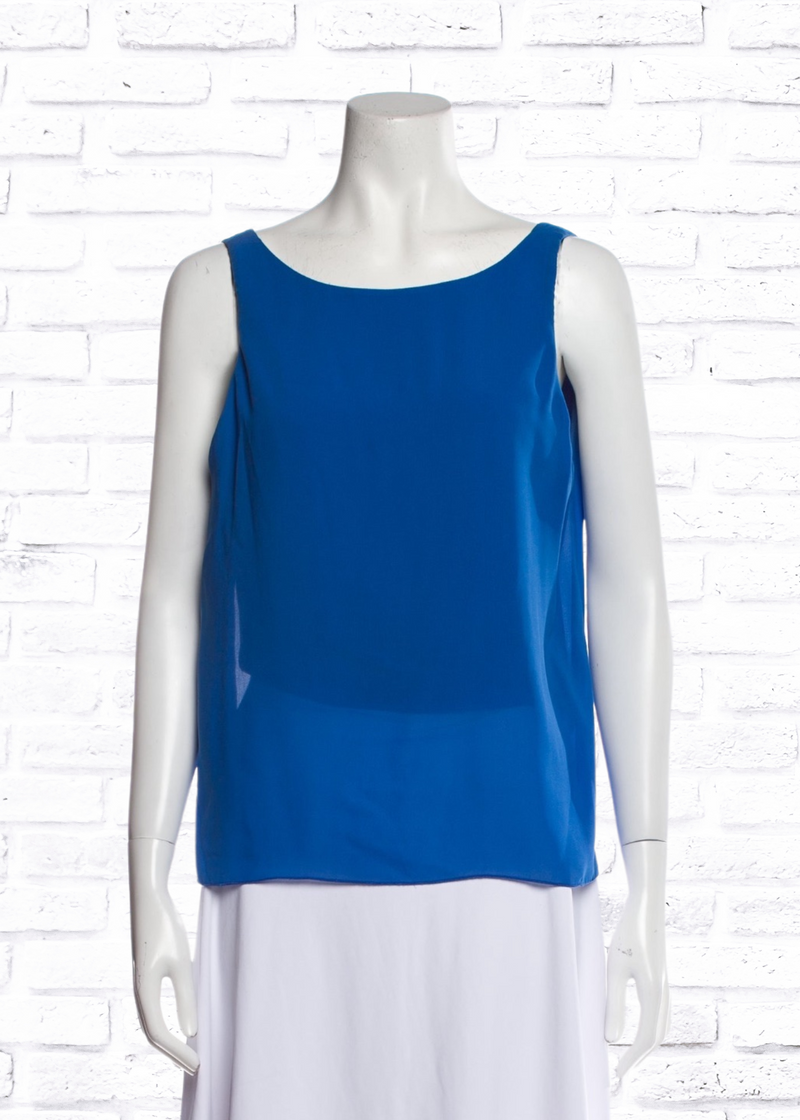 Alice + Olivia Bateau-Neck Deep-V Back Sleeveless Top