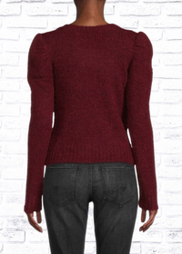 Derek Lam 'Merlot' Alpaca/Wool-Blend Chunky Sweater w/ Puffed Sleeves