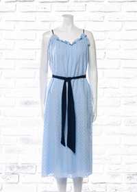 Joie 'Talei' French Chambray Eyelet Belted Midi Dress