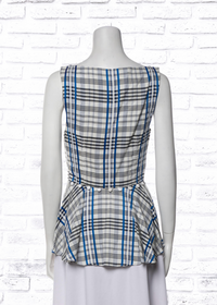 Prabal Gurung Plaid Print Peplum Top