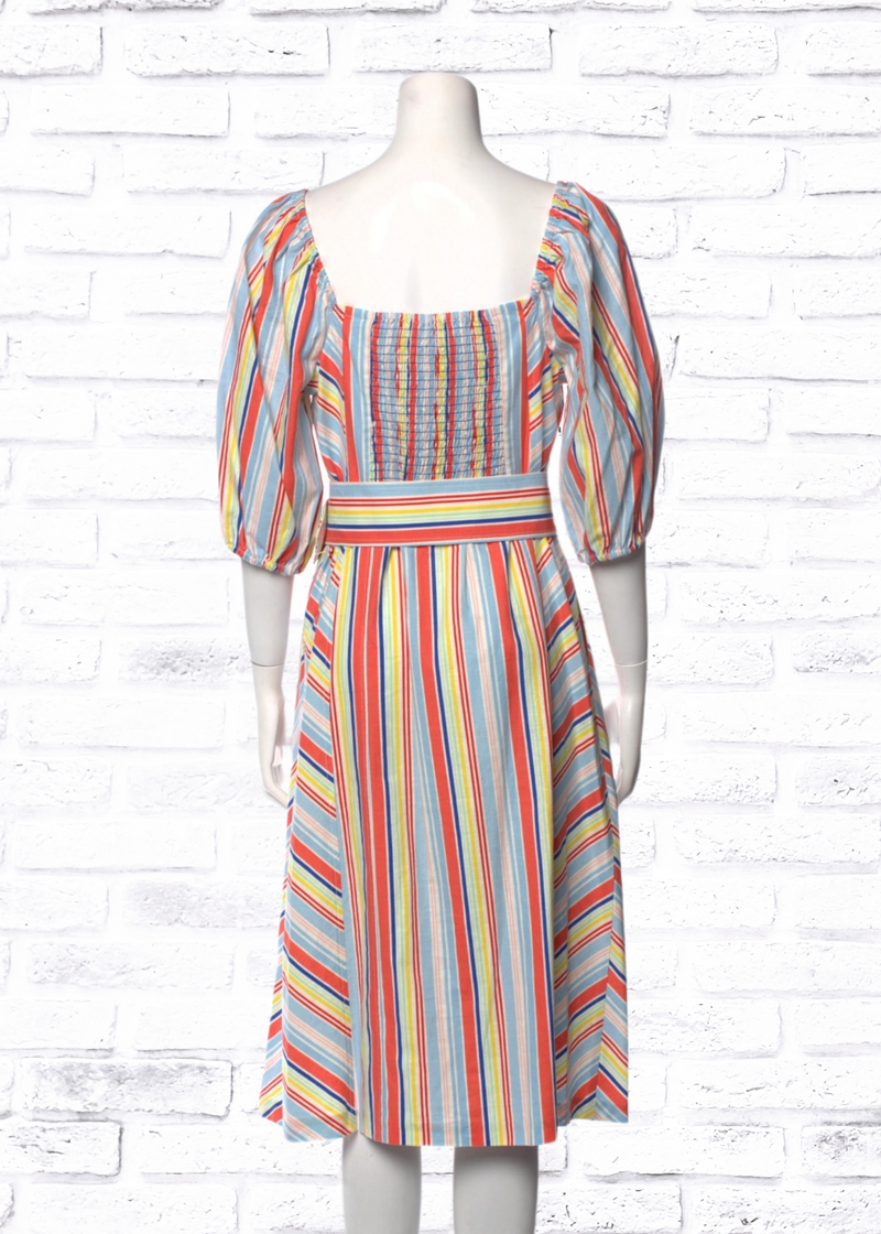 Tanya Taylor 'Claude' Striped Belted Midi Dress