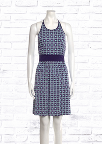 Tory Burch Silk Geometric Printed Halter Dress