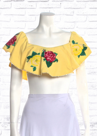 Zayan The Label Floral Print Ruffle Crop Top