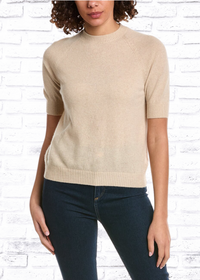 Minnie Rose Raglan Cashmere Short-Sleeve Top