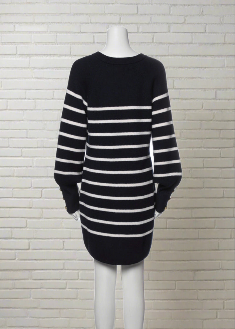 Intermix 'Nimah' Striped Sweater Dress w/ Gold Buttons