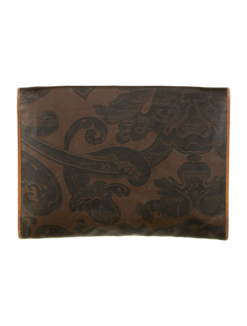 Gianfranco Ferre 1980s Vintage Leather Portfolio Clutch