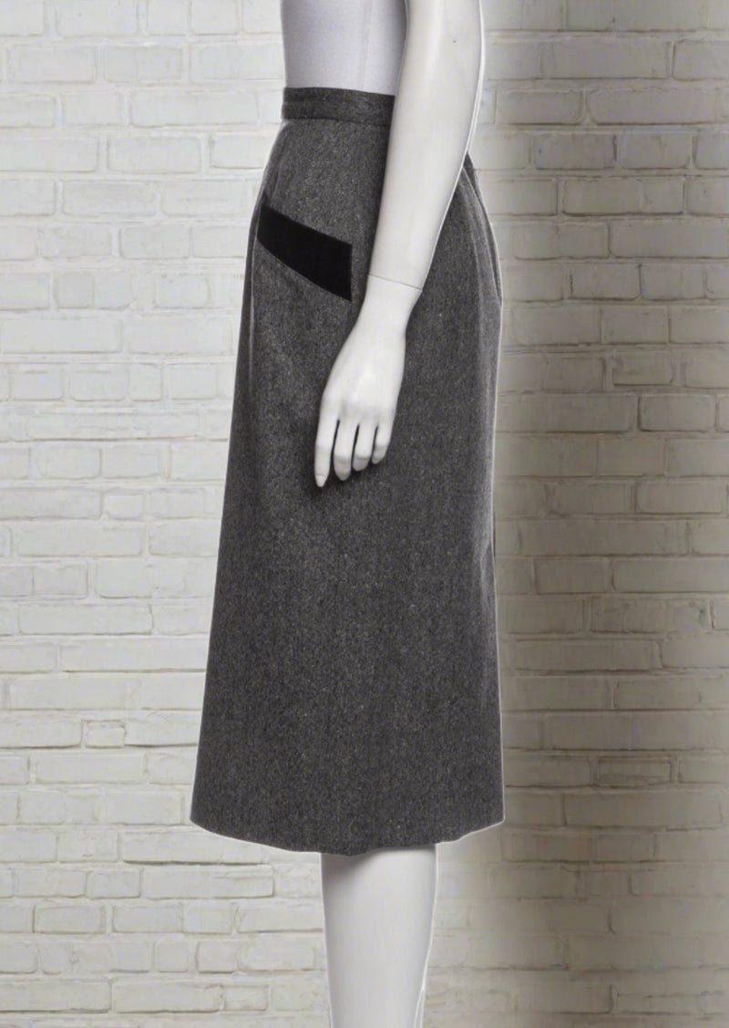 Cacharel Vintage Gray/Black Wool Skirt