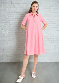 ottod'Ame Pink Poplin Midi Chemisier Shirt Dress