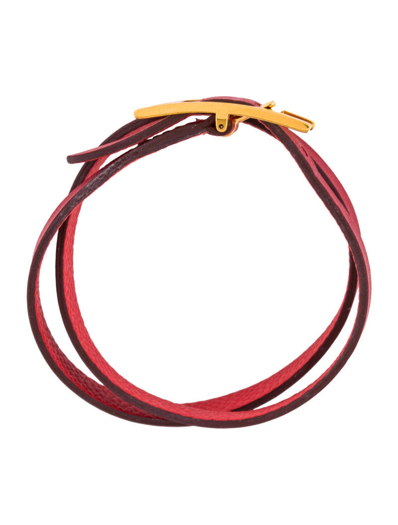 Hermès Red Hapi 2 Wrap Logo Bracelet