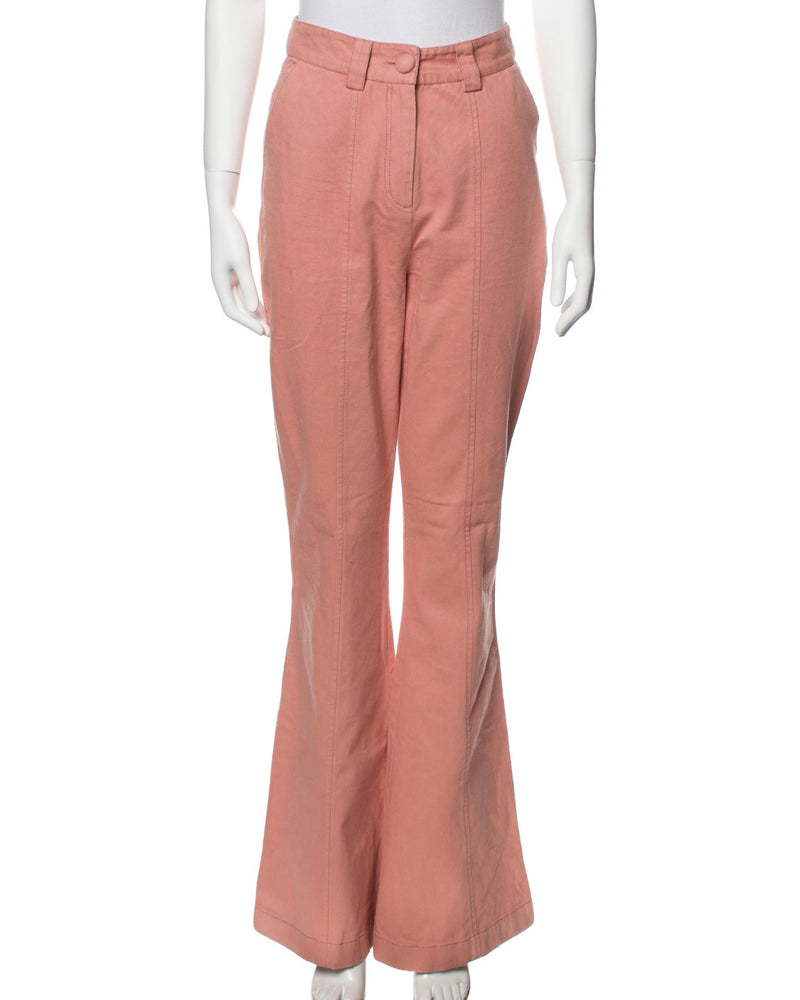 LoveShackFancy 'Meyerson' Pink High-Rise Wide-Leg Pant