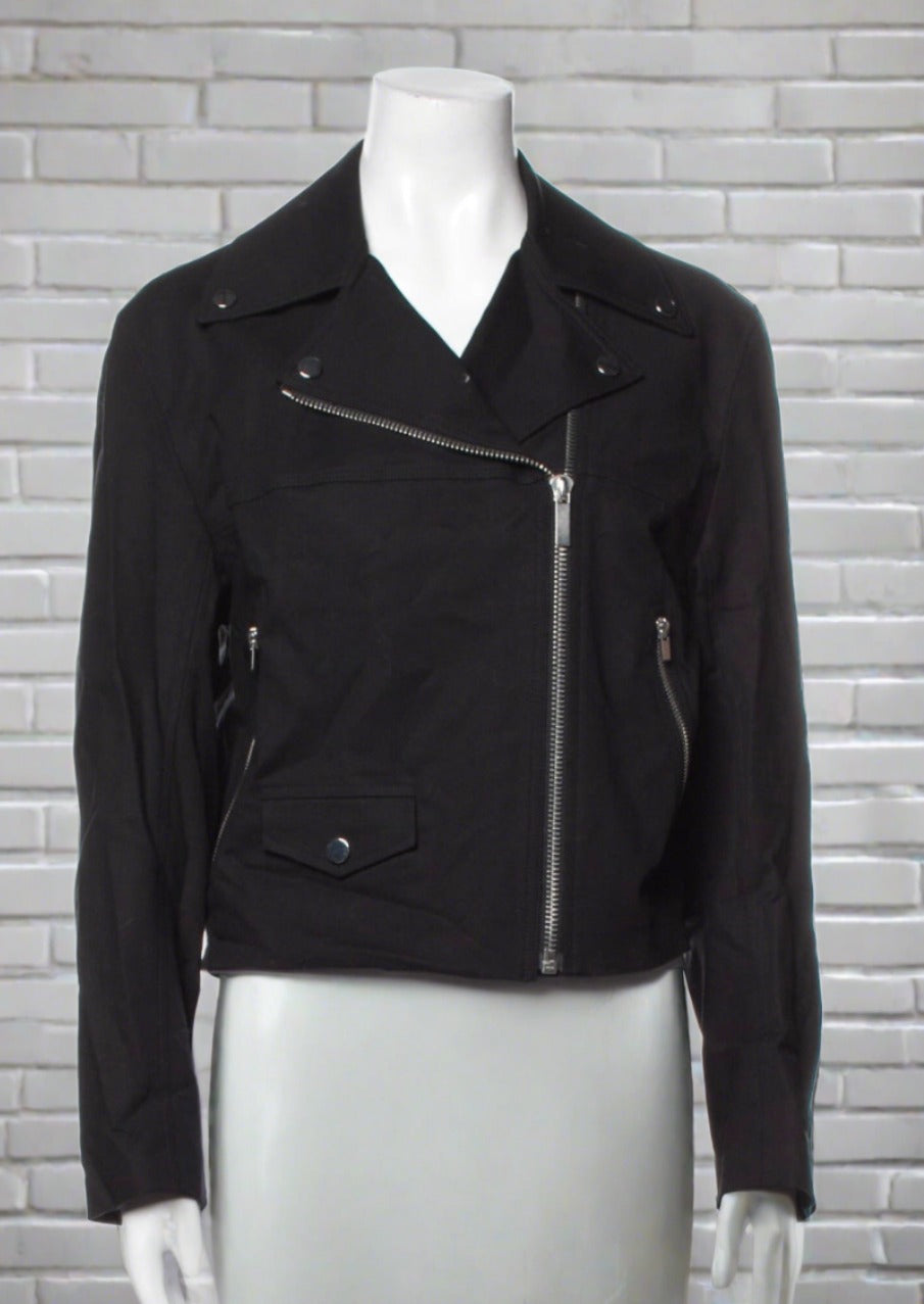 Black cotton moto jacket hotsell