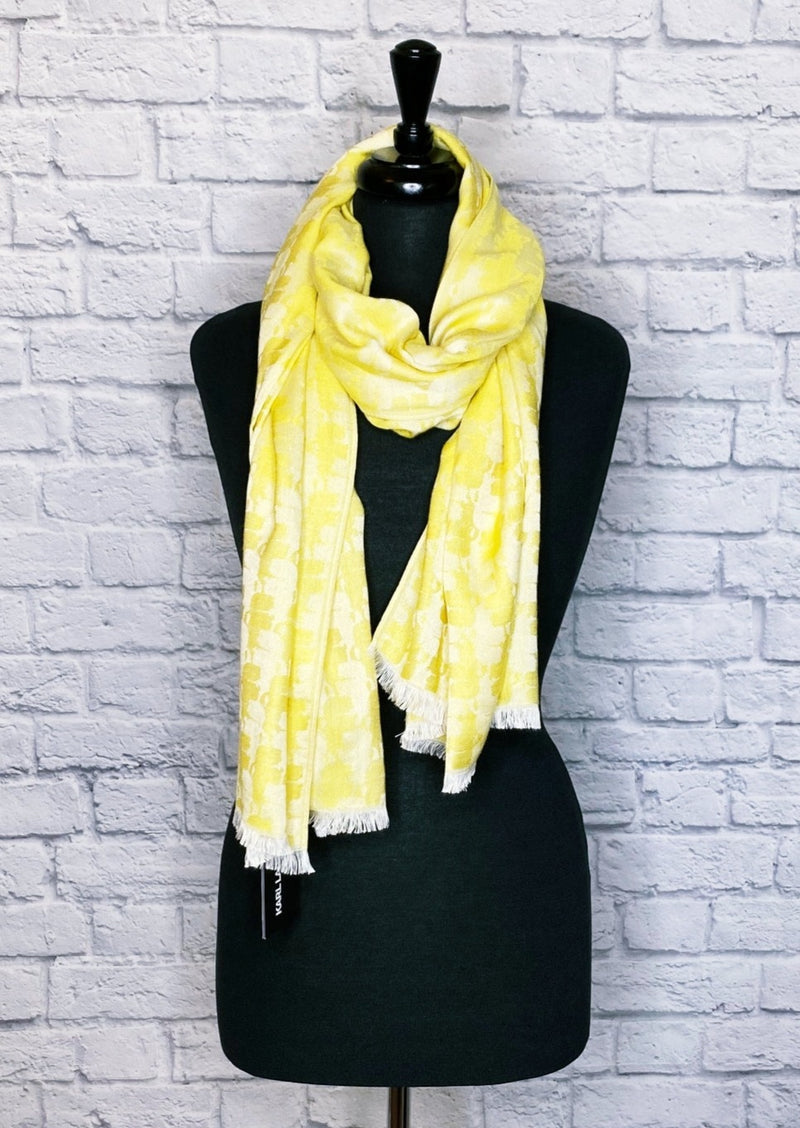 Karl Lagerfeld Yellow Woven Embroidered Scarf