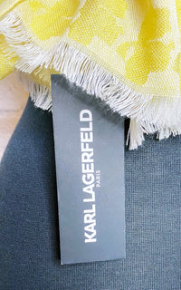 Karl Lagerfeld Yellow Woven Embroidered Scarf