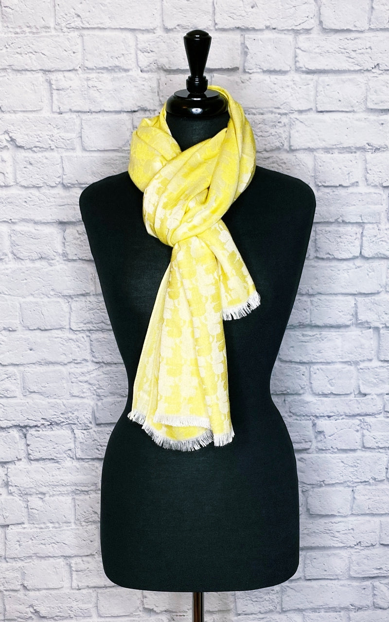 Karl Lagerfeld Yellow Woven Embroidered Scarf