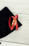 Hermès Red Hapi 2 Wrap Logo Bracelet