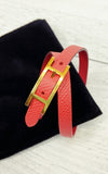 Hermès Red Hapi 2 Wrap Logo Bracelet