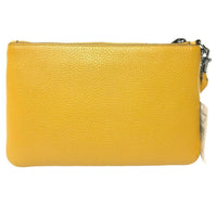 Coach Small Yellow Pebble Leather Wristlet